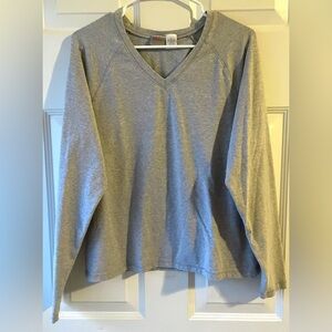 ProSpirit Gray Heather Cotton Stretch V-Neck Long Sleeve Athletic Knit Top XL